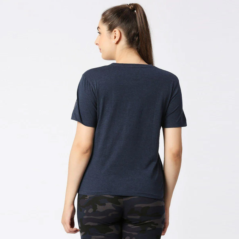 LOVABLE-Women-Blue-Melange-Solid-Sports-Top—V-Neck-Tee-3
