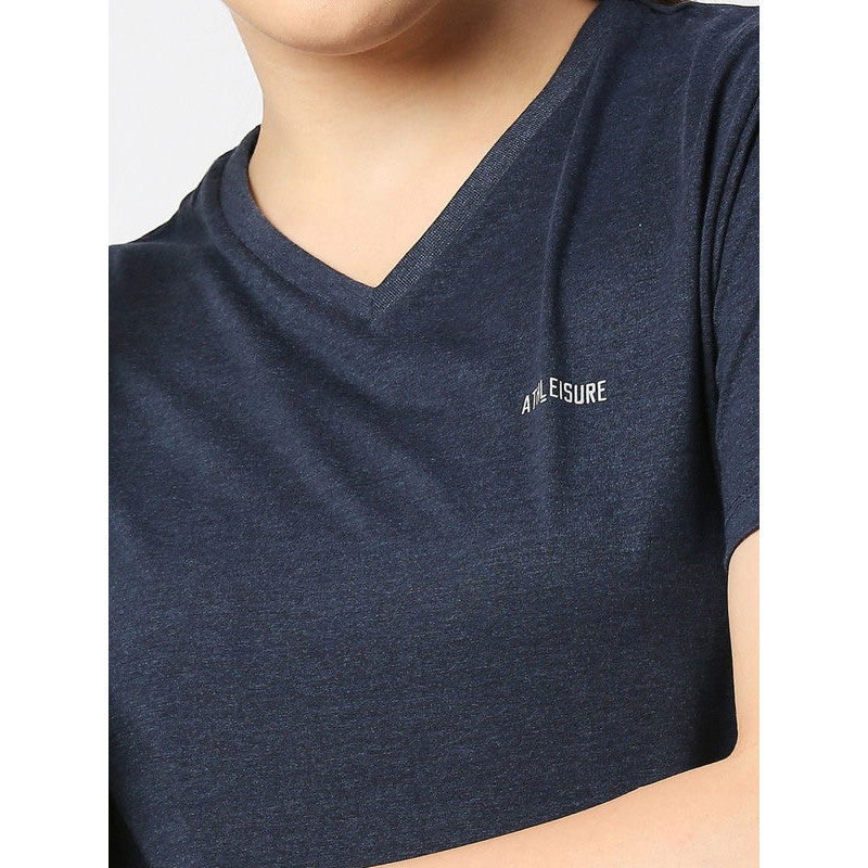 LOVABLE-Women-Blue-Melange-Solid-Sports-Top—V-Neck-Tee-4
