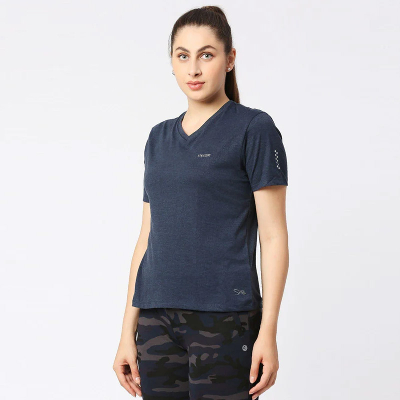LOVABLE-Women-Blue-Melange-Solid-Sports-Top—V-Neck-Tee-5