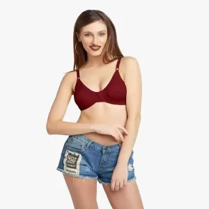 LOVABLE Women Cotton Solid Non-Wired Non Padded Bra - Maroon