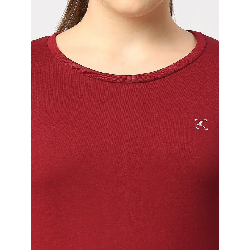 LOVABLE-Women-Maroon-Solid-Top—Crescent-Crew-4