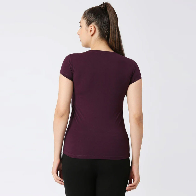 LOVABLE-Women-Purple-Solid-Sports-Top—V-Neck-Tee—3