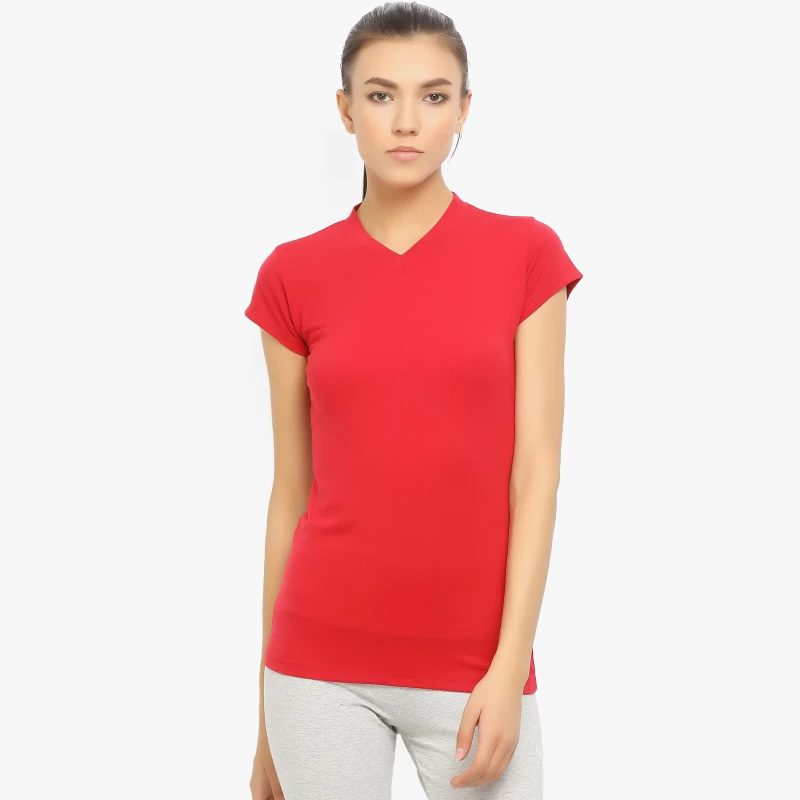 LOVABLE Women Red Solid Sports Top - V-Neck Tee