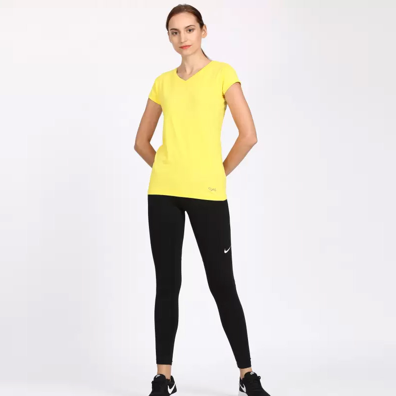 LOVABLE-Women-Yellow-Solid-Sports-Top—V-Neck-Tee-5
