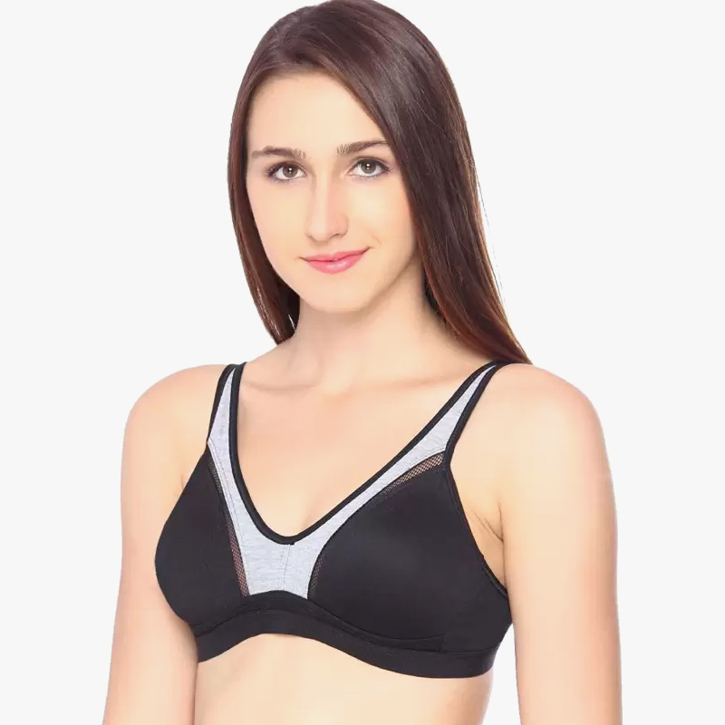 LOVABLE Women Girls Cotton Non Padded Full Coverage Bra - Black Milange