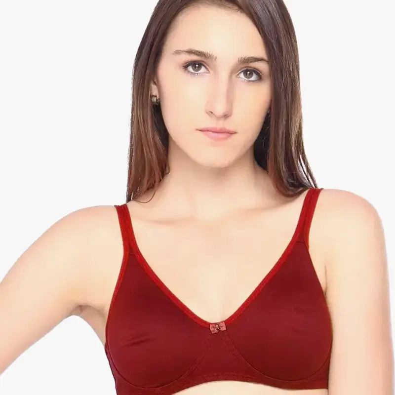 LOVABLE Women Girls Cotton Non Padded Full Coverage Seamless Bra - Maroon