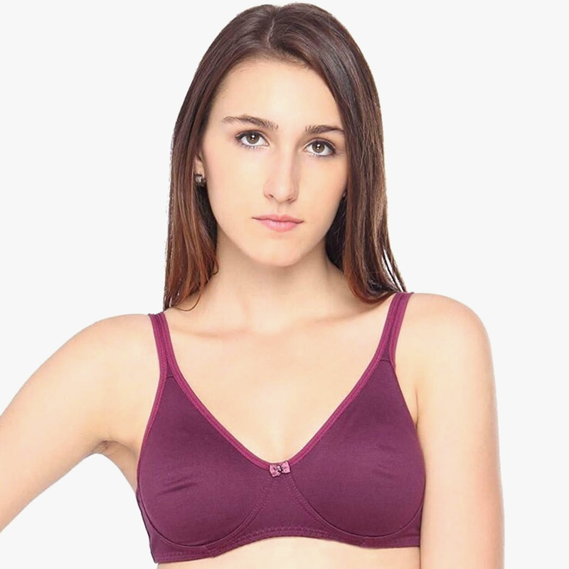 LOVABLE Women Girls Cotton Non Padded Full Coverage Seamless Bra - Wine