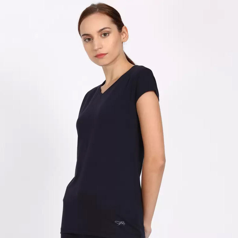 LOVABLE-Women-Navy-Blue-Solid-Sports-Top—V-Neck-Tee2