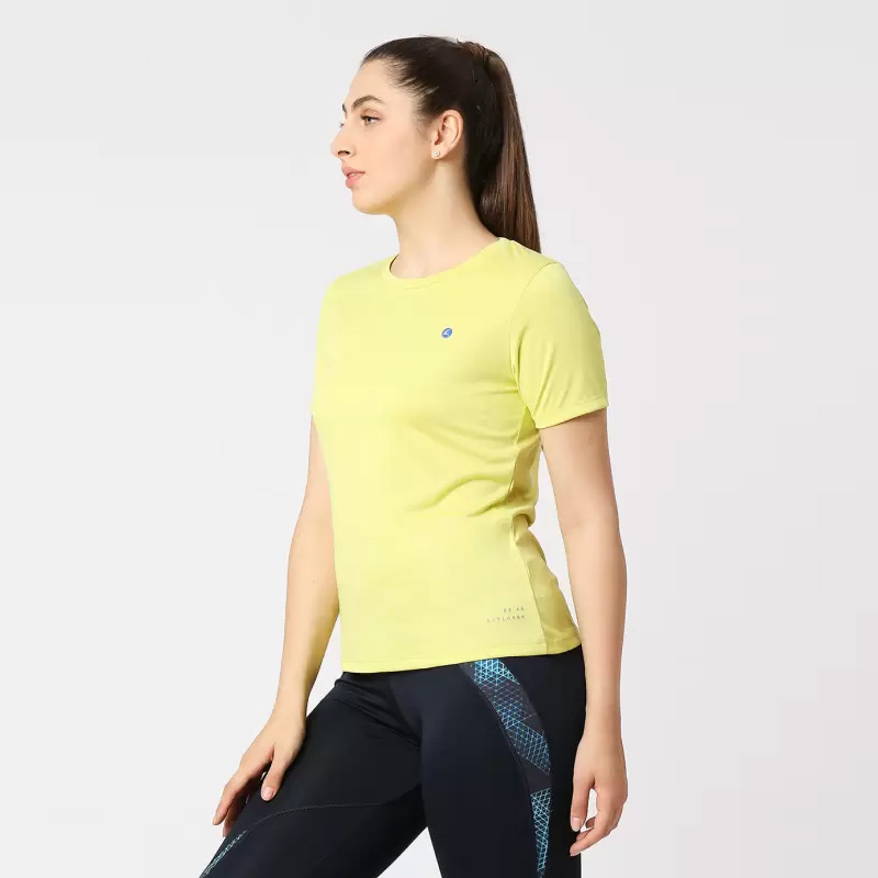 LOVABLE-Women-Solid-Round-Neck-Polyester-T-Shirt—Yellow-3